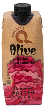 Pienoiskuva Aqua Nobel Vitamiinirikastettu L�hdevesi  Alive, Vadelma ja vesimeloni, 500 ml