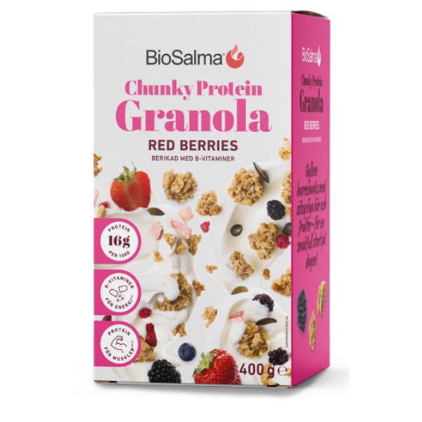 BioSalma Chunky Protein Granola, Punaiset Marjat, 400 g
