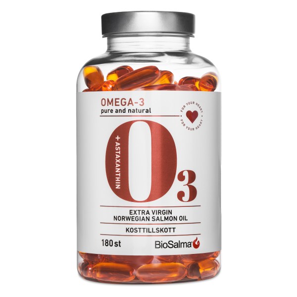 BioSalma Omega-3 Salmon Oil 1000mg, 180 kapselia