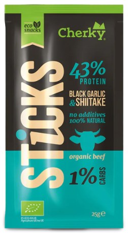 Pienoiskuva Cherky Foods Sticks Eco, Black Garlic & Shiitake, 25 g