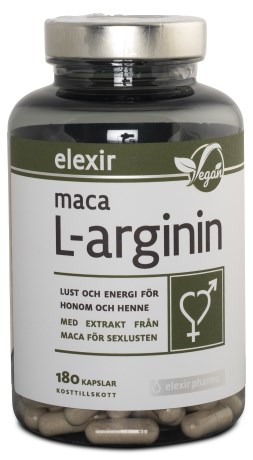Pienoiskuva Elexir Pharma Maca ja L-arginiini - Halukkuuteen, 180 kapselia