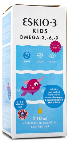 Pienoiskuva Eskio-3 Kids Omega-3 + D-vitamiini, Tutti frutti, 210 ml