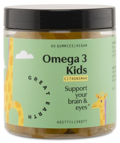 Pienoiskuva Great Earth Omega 3 Kids, Sitruuna, 60 Vitamiinigummya