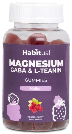 Pienoiskuva Habitual Magnesium L-teaniini- & GABA-gummit, Vadelma, 60 Vitamiinkumikarkit