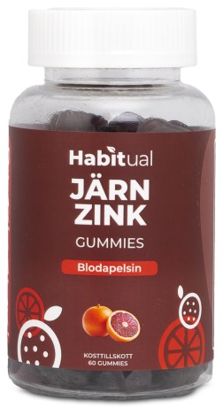 Pienoiskuva Habitual Sinkki + rauta -gummit, Veriappelsiini, 60 Vitamiinkumikarkit