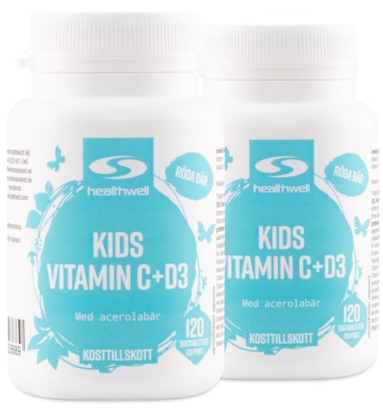 Pienoiskuva Healthwell C + D3 Lasten Vitamiini, 240 purutablettia