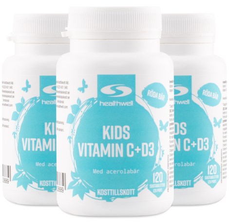 Pienoiskuva Healthwell C + D3 Lasten Vitamiini, 360 purutablettia