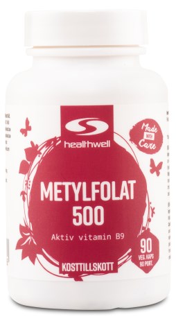 Pienoiskuva Healthwell Metyylifolaatti 500, 90 kapselia