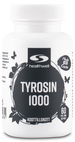 Pienoiskuva Healthwell Tyrosiini 1000, 60 tablettia