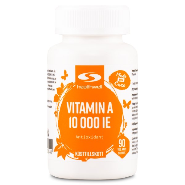 Healthwell Vitamiini A 10000 IE, 90 kapselia