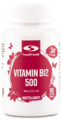 Pienoiskuva Healthwell B12-vitamiini Metyloitu 500, 90 kapselia