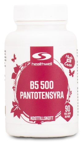 Pienoiskuva Healthwell B5-vitamiini 500 Pantoneenihappo, 90 kapselia