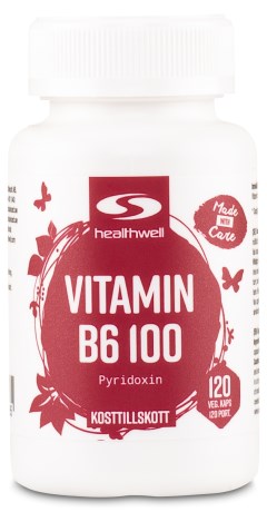 Pienoiskuva Healthwell B6-Vitamiini 100, 120 kapselia