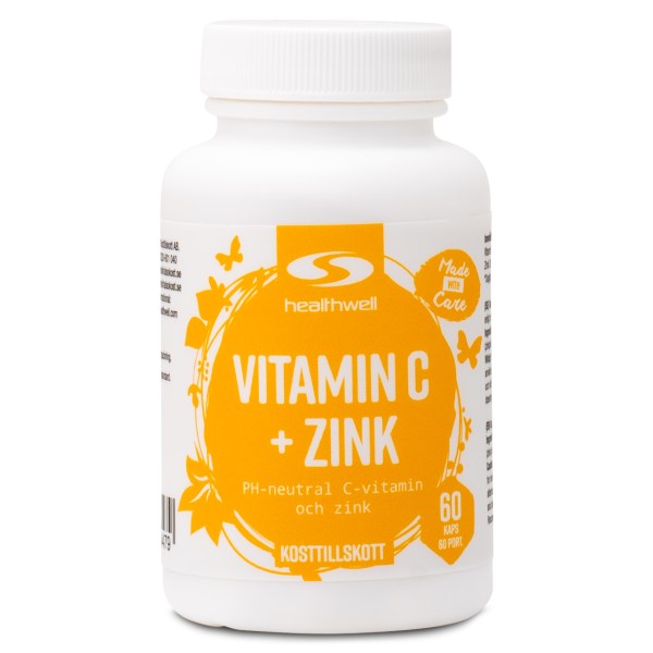 Healthwell C-vitamiini + Sinkki, 60 kapselia