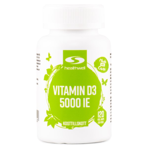 Healthwell D3-Vitamiini 5000 IE, 120 kapselia