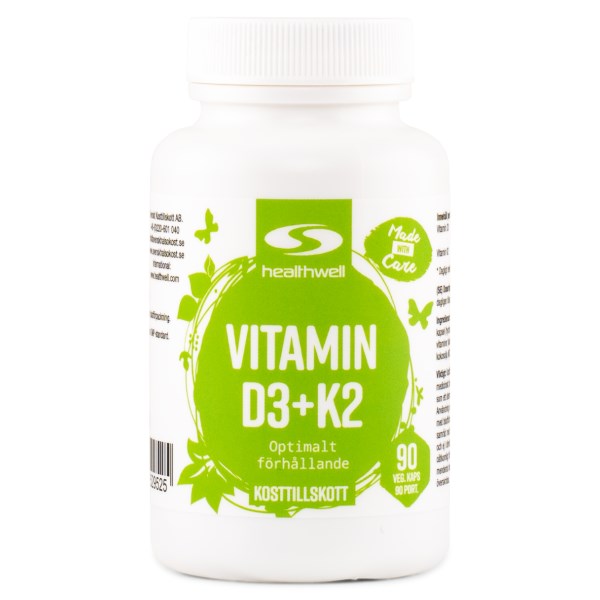 Healthwell D3+K2 Vitamiini , 90 kapselia