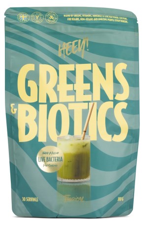 Pienoiskuva HEEY Greens & Biotics, Superfood + Probiotics, Tropical, 300 g