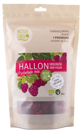 Pienoiskuva Mother Earth Pakastekuivatut Kokonaiset Vadelmat Raw & Eko, 50 g