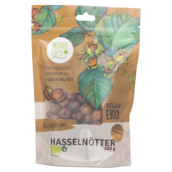 Mother Earth Hasselpähkinät Premium, Luomu, 200 g