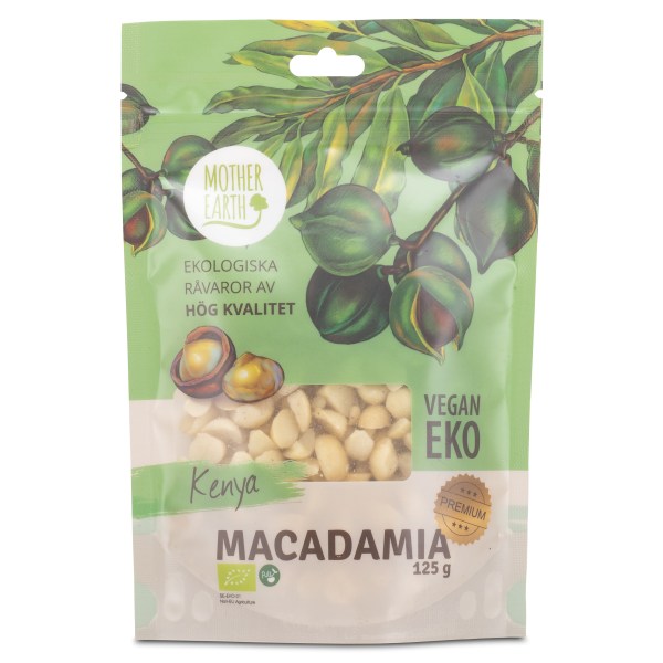 Mother Earth Premium Makadamianpähkinät, Raw & Eko, 125 g