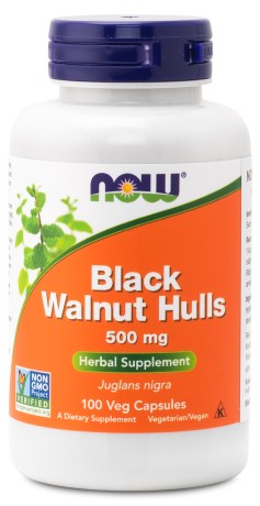 Pienoiskuva NOW Black Walnut Hulls 500 mg, 100 kaps.