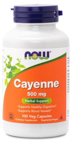 Pienoiskuva NOW Cayenne 500 mg, 100 kaps.