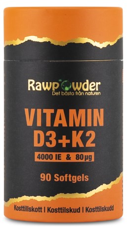 Pienoiskuva RawPowder D3+K2 Vitamiini, 90 kapselia