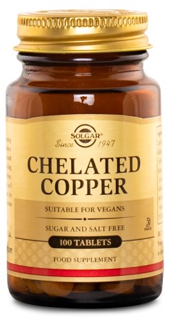 Pienoiskuva Solgar Kelatoidut Kuparitabletit, 100 tablettia