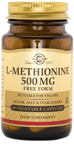 Pienoiskuva Solgar L-metioniini 500 mg, 30 kapselia