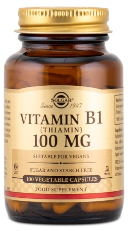 Pienoiskuva Solgar B1-vitamiini 100 mg, 100 kaps.