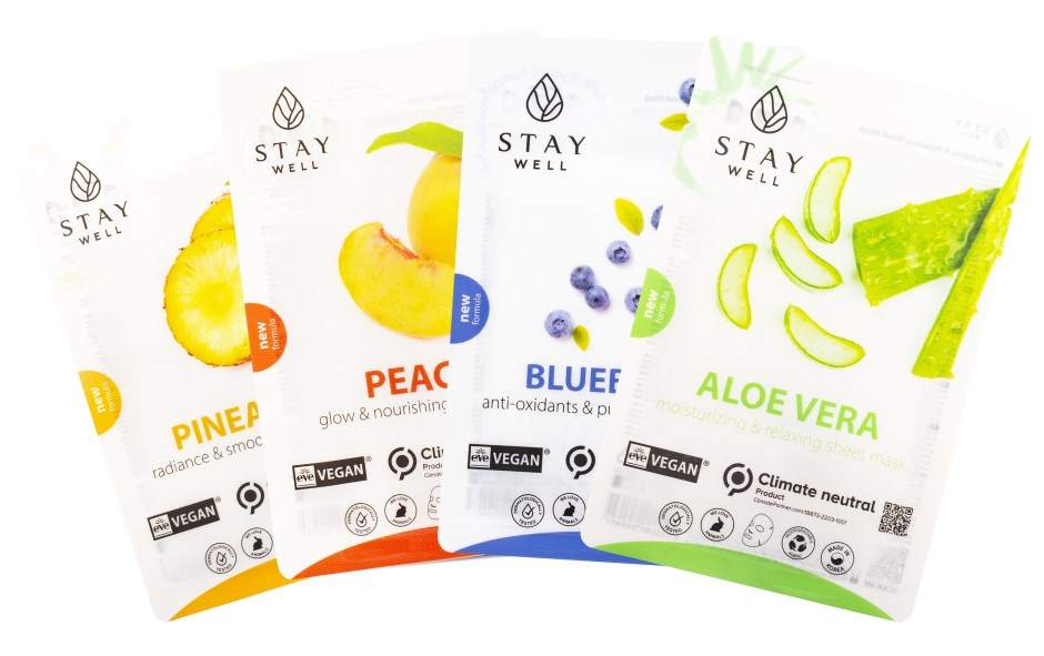 Pienoiskuva StayWell Vegan Sheet Mask Mixpack 4 st, Paketti