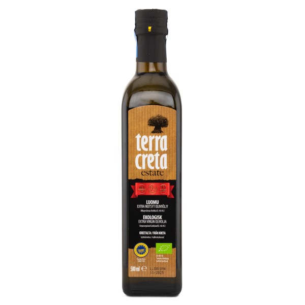 Terra Creta Kylmäpuristettu Oliiviöljy, Luomu, 500 ml