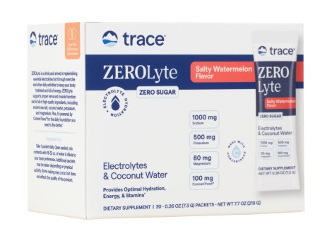Pienoiskuva Trace Minerals ZEROlyte Electrolyte Drink Mix Salty, Vesimeloni, 30-pack