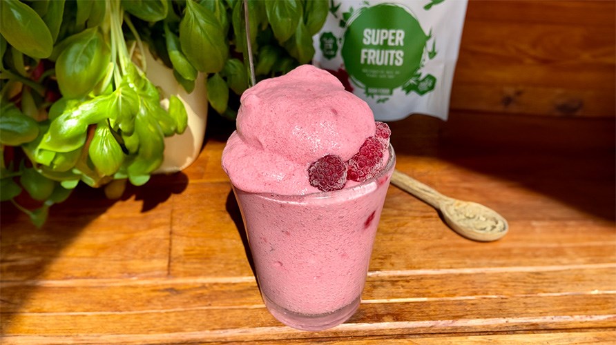 Kalorismarts vadelmafluff Healthwell Superfruitsilla.