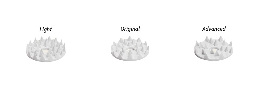 Kolme piikkitiheysvaihtoehtoa: "light", "original" ja "advanced".