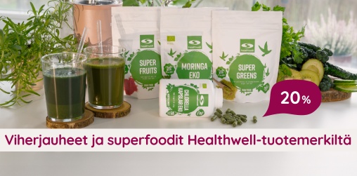 Viherjauheet ja superfoodit Healthwell-tuotemerkilt� 20 %