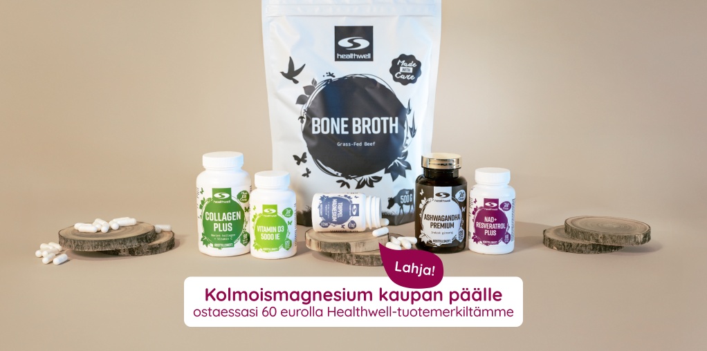 Lahja! Kolmoismagnesiumit kaupan p��lle ostaessasi 60 �:lla Healthwell-tuotemerkilt�mme